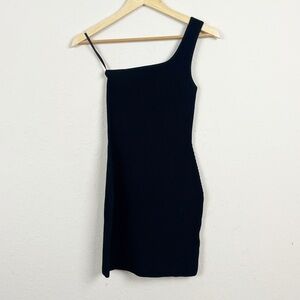 Aritzia Babaton Sculpt Black Knit One-Shoulder Dress Size XS